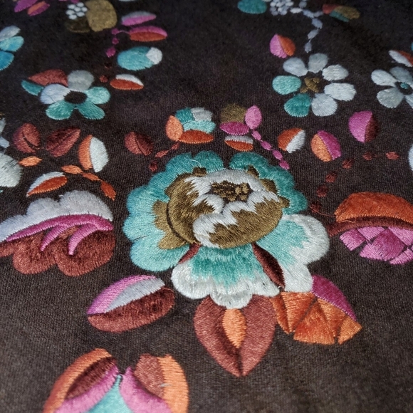 Oilily Brown Wool Floral Embroidered Skirt Small/4 - Picture 2 of 11